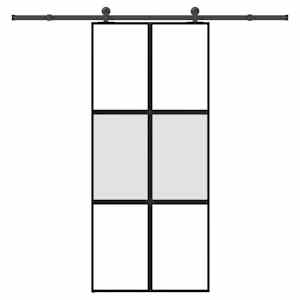 Drsna vrata z opremo 90x205 cm kaljeno steklo in aluminij