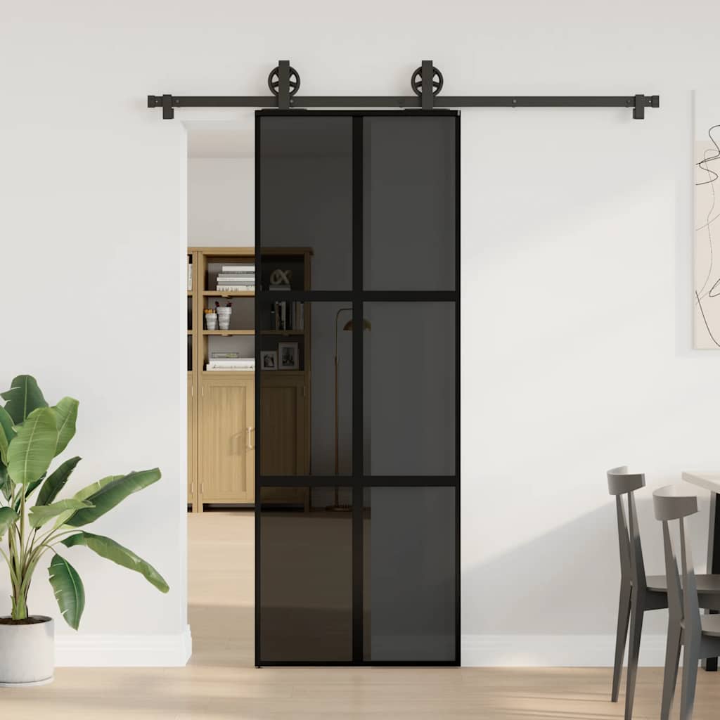 vidaXL liukuovi laitteistosarjalla 76x205 cm karkaistu lasi alumiini
