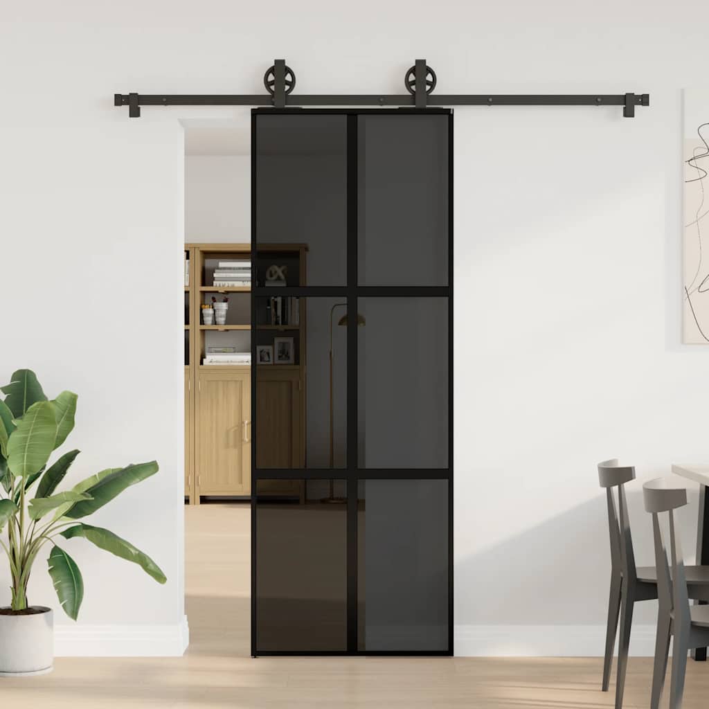 vidaXL liukuovi laitteistosarjalla 76x205 cm karkaistu lasi alumiini