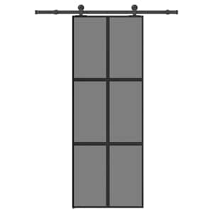 Drsna vrata z opremo 76x205 cm kaljeno steklo in aluminij