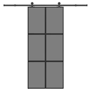 Drsna vrata z opremo 90x205 cm kaljeno steklo in aluminij