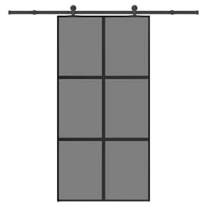 Drsna vrata z opremo 102,5x205 cm kaljeno steklo in aluminij