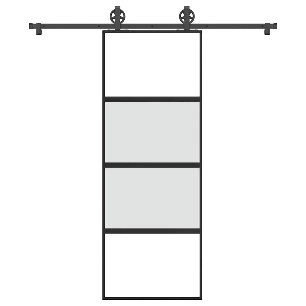 Schiebetür mit Beschlag 76×205 cm Hartglas & Aluminium