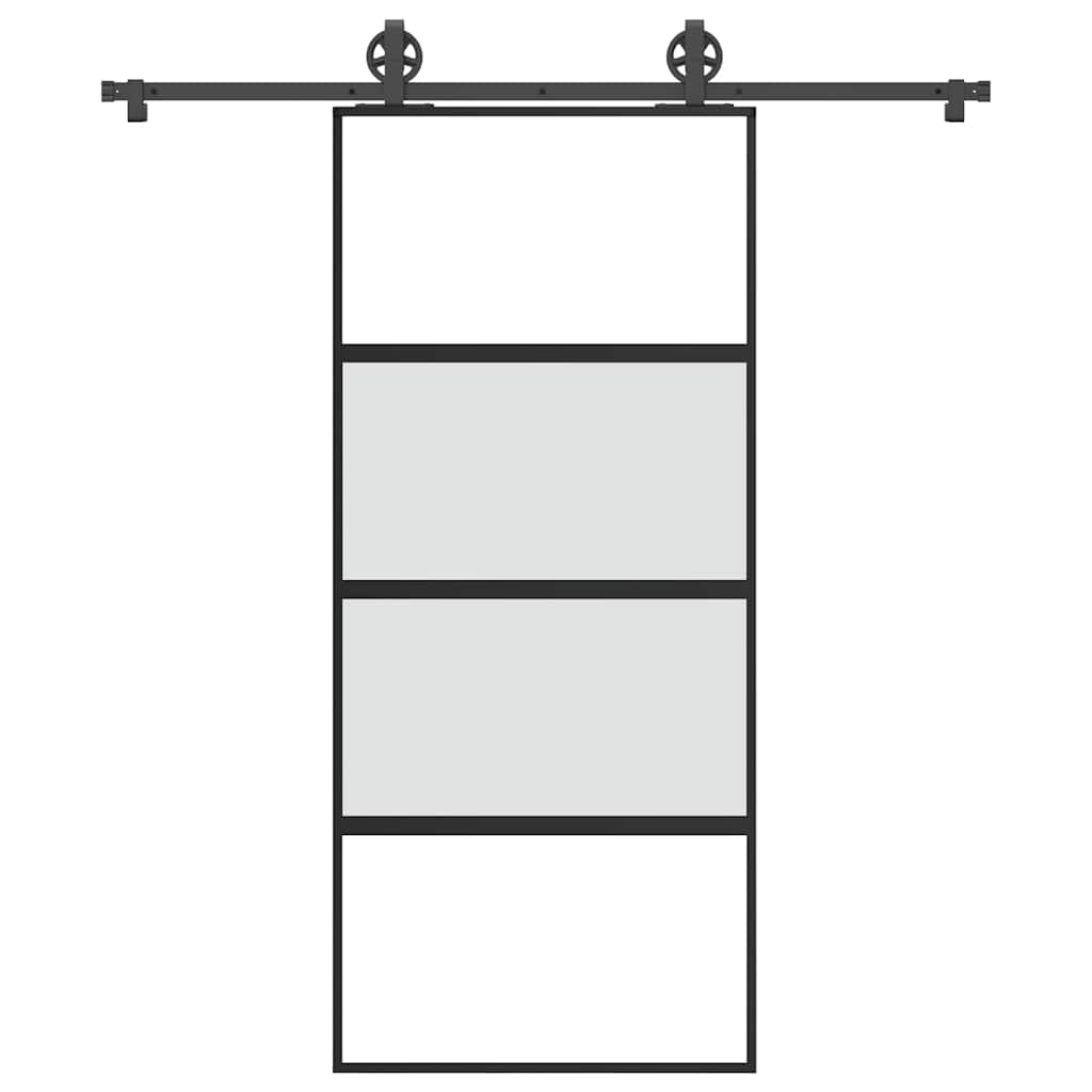 Schiebetür mit Beschlag 90×205 cm Hartglas & Aluminium