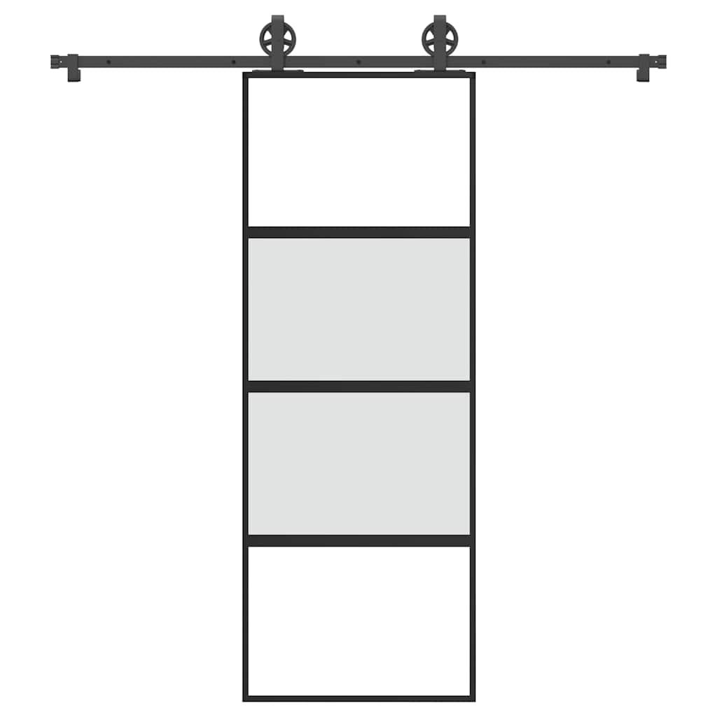 Schiebetür mit Beschlag 76×205 cm Hartglas & Aluminium