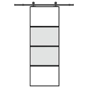 Drsna vrata z opremo 76x205 cm kaljeno steklo in aluminij