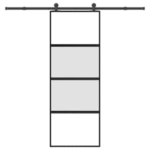 Drsna vrata z opremo 76x205 cm kaljeno steklo in aluminij