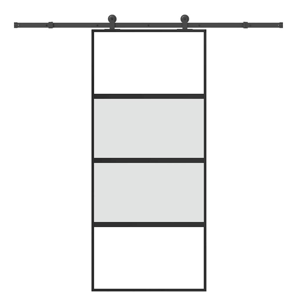 Schiebetür mit Beschlag 90×205 cm Hartglas & Aluminium