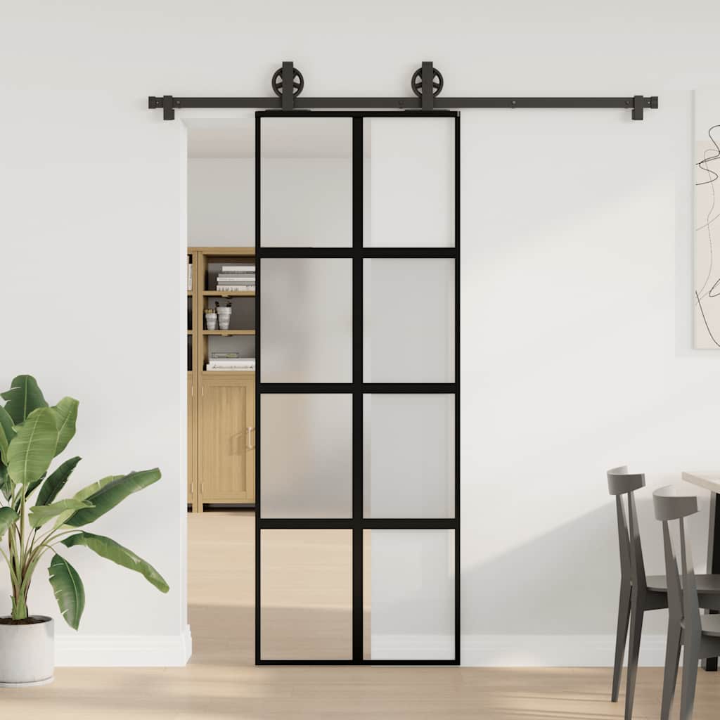 vidaXL liukuovi laitteistosarjalla 76x205 cm karkaistu lasi alumiini