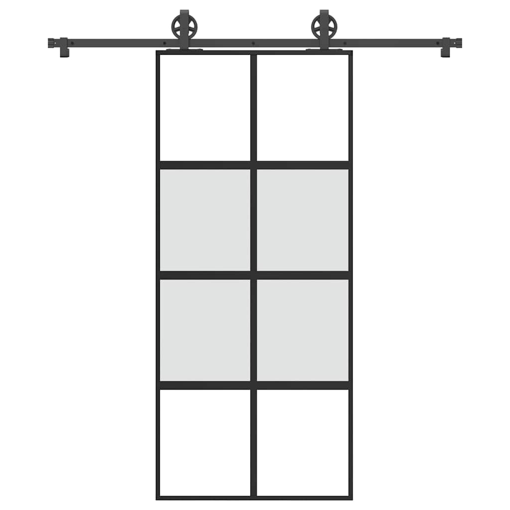 Schiebetür mit Beschlag 90×205 cm Hartglas & Aluminium