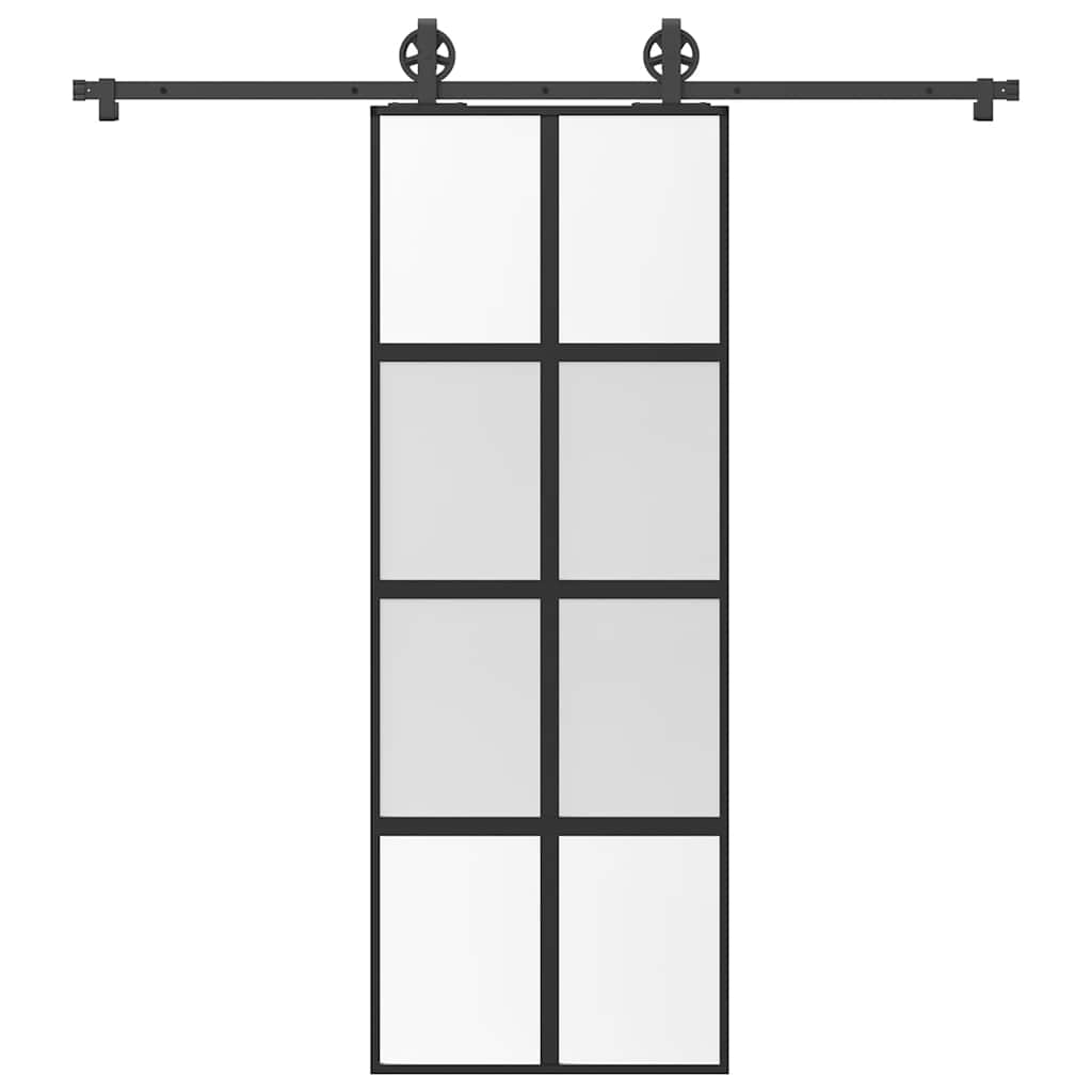 Schiebetür mit Beschlag 76×205 cm Hartglas & Aluminium