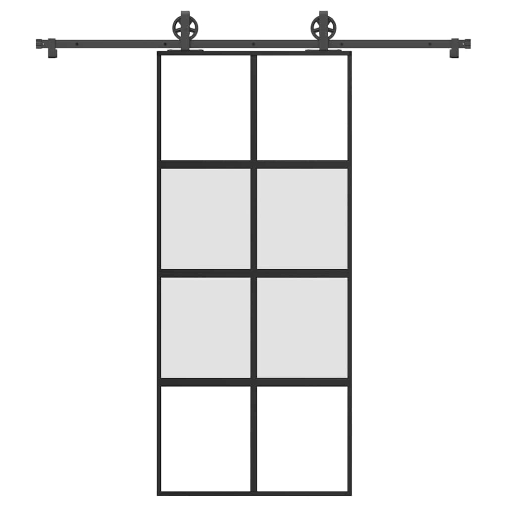 Schiebetür mit Beschlag 90×205 cm Hartglas & Aluminium