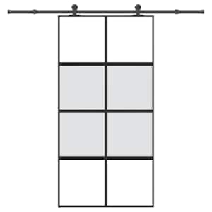 Drsna vrata z opremo 102,5x205 cm kaljeno steklo in aluminij