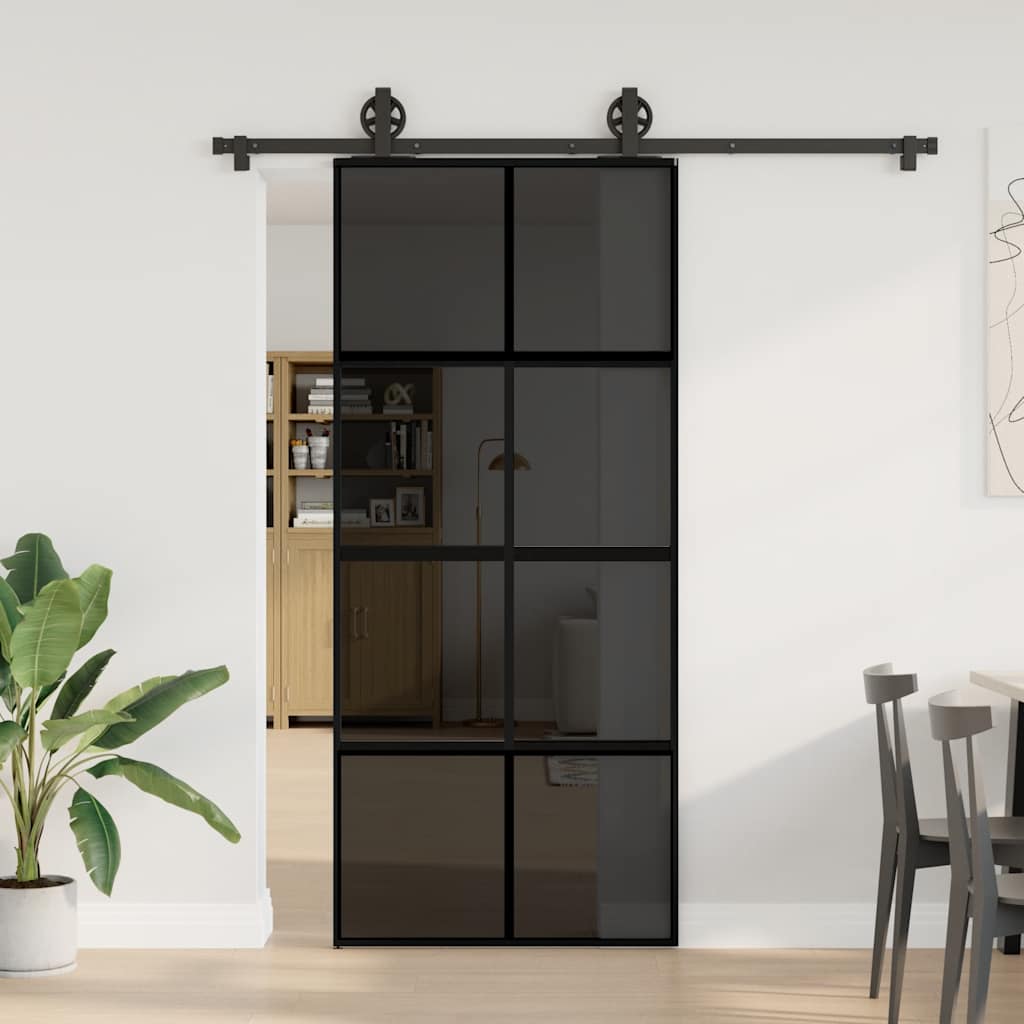 vidaXL liukuovi laitteistosarjalla 90x205cm karkaistu lasi ja alumiini
