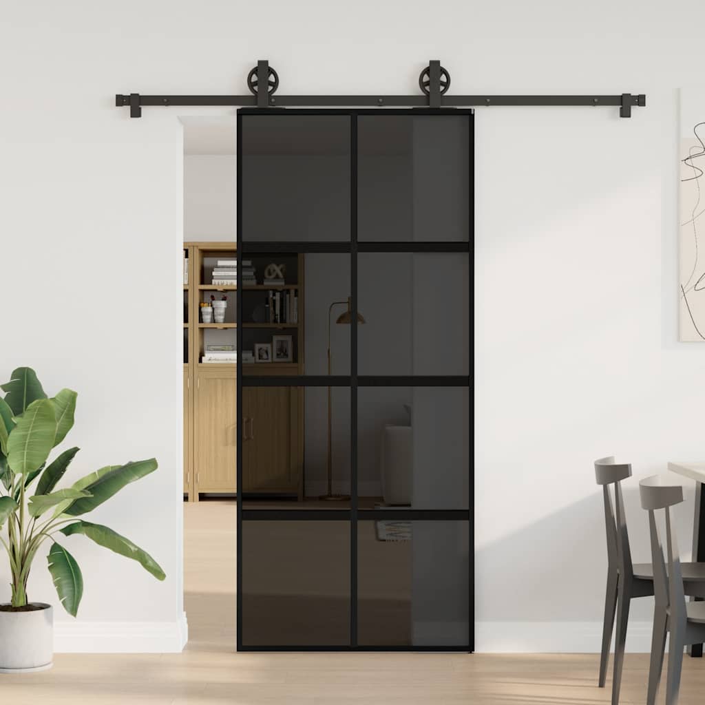 vidaXL liukuovi laitteistosarjalla 90x205cm karkaistu lasi ja alumiini