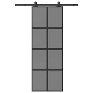 Drsna vrata z opremo 76x205 cm kaljeno steklo in aluminij