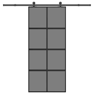 Drsna vrata z opremo 90x205 cm kaljeno steklo in aluminij