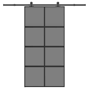 Drsna vrata z opremo 102,5x205 cm kaljeno steklo in aluminij