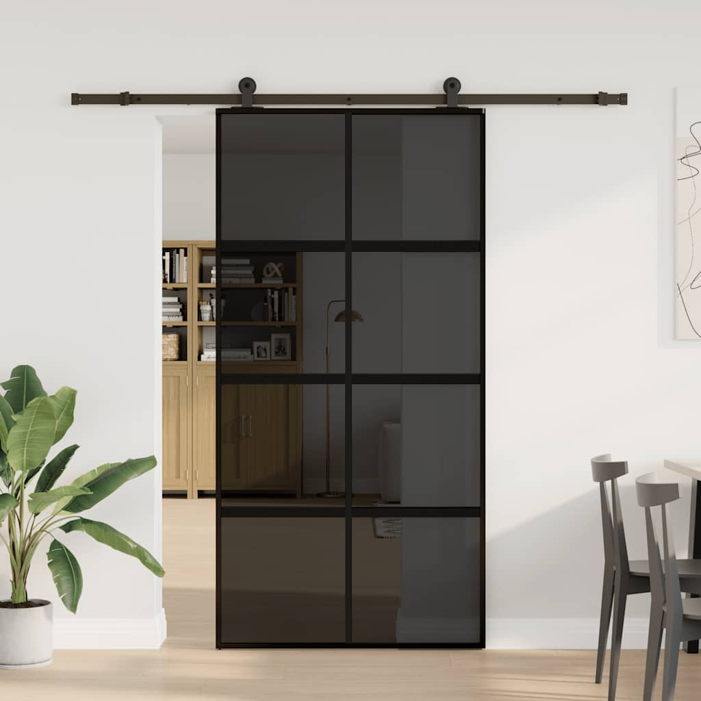 vidaXL Schuifdeur met beslag 102,5x205 cm gehard glas en aluminium