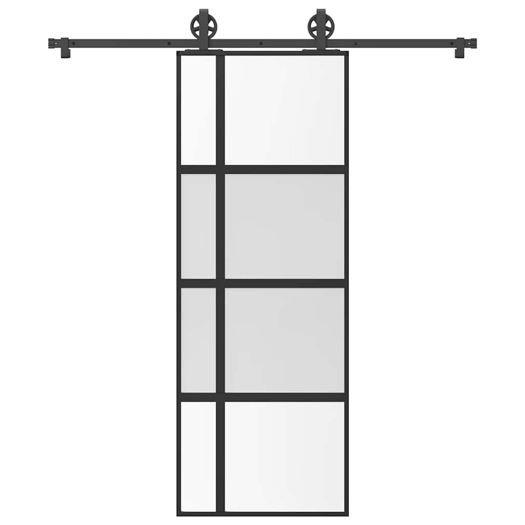 Schiebetür mit Beschlag 76×205 cm Hartglas & Aluminium