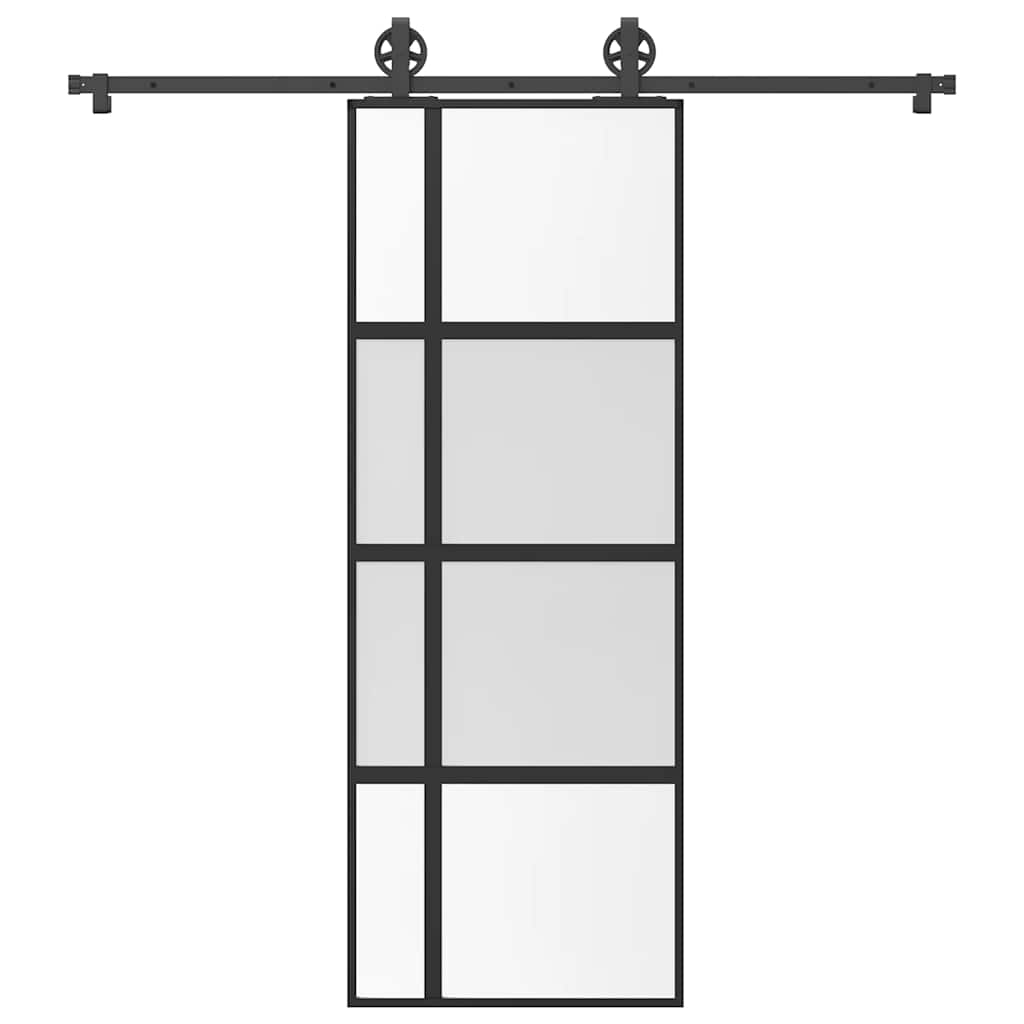 Schiebetür mit Beschlag 76×205 cm Hartglas & Aluminium