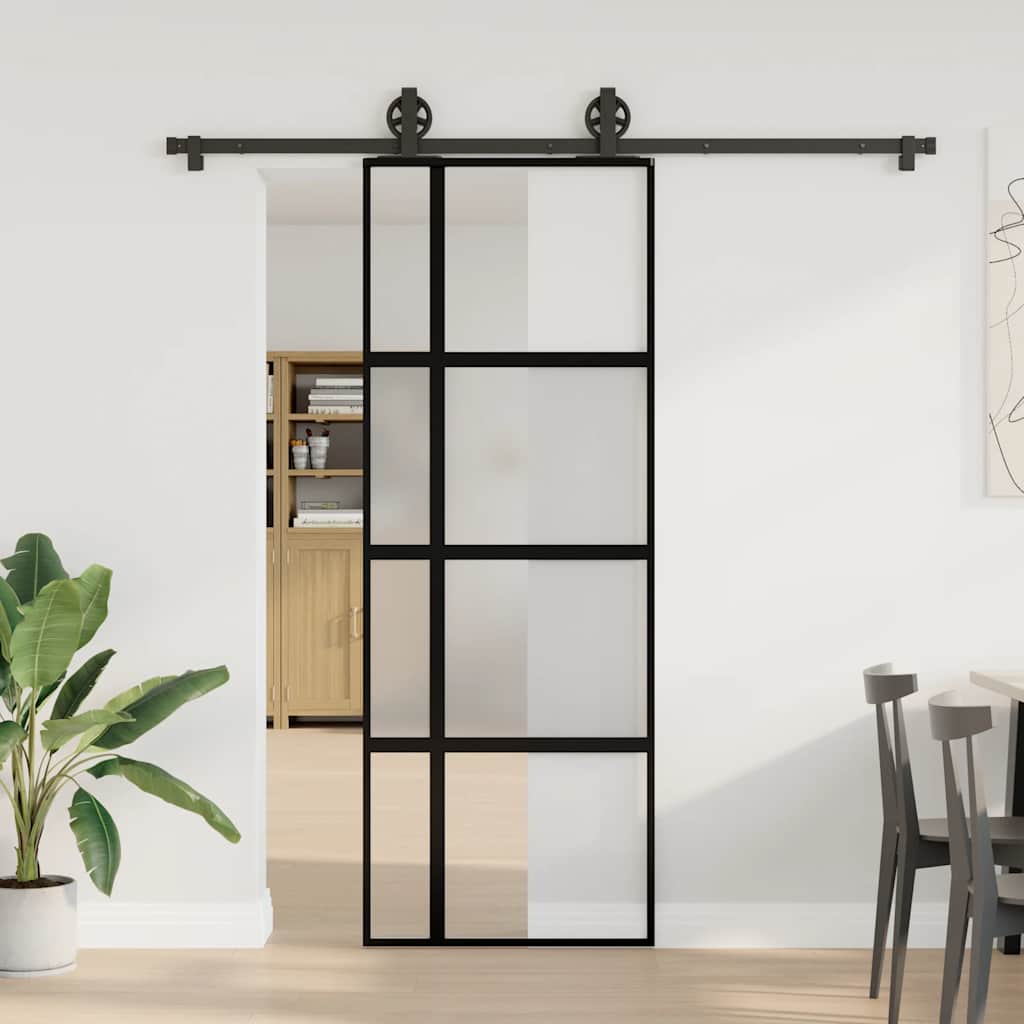 vidaXL liukuovi laitteistosarjalla 76x205 cm karkaistu lasi alumiini