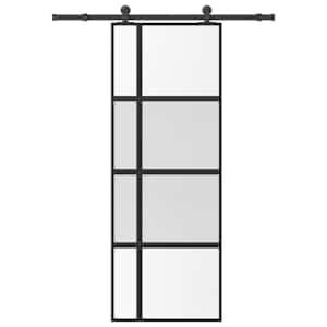 Drsna vrata z opremo 76x205 cm kaljeno steklo in aluminij