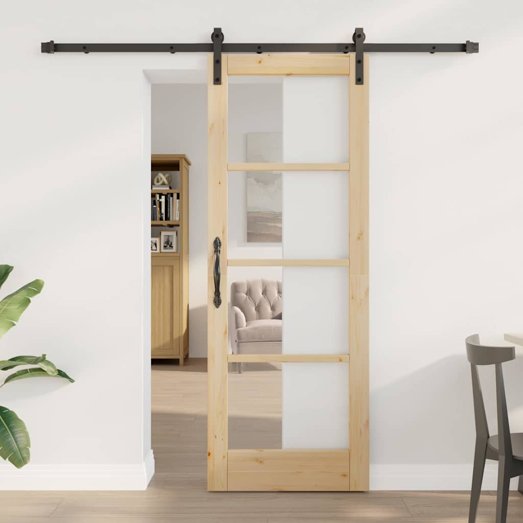 Skridsikker Dør med Hardware Sæt 'ORKDAL'Massiv Træ & Glas&&vidaXL Indendørs Dør med Glas 'ORKDAL'73,5x198,5x4 cm Massiv Fyrretræ