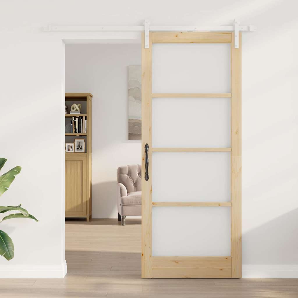 vidaXL Schuifdeur met beslag ORKDAL massief hout en glas