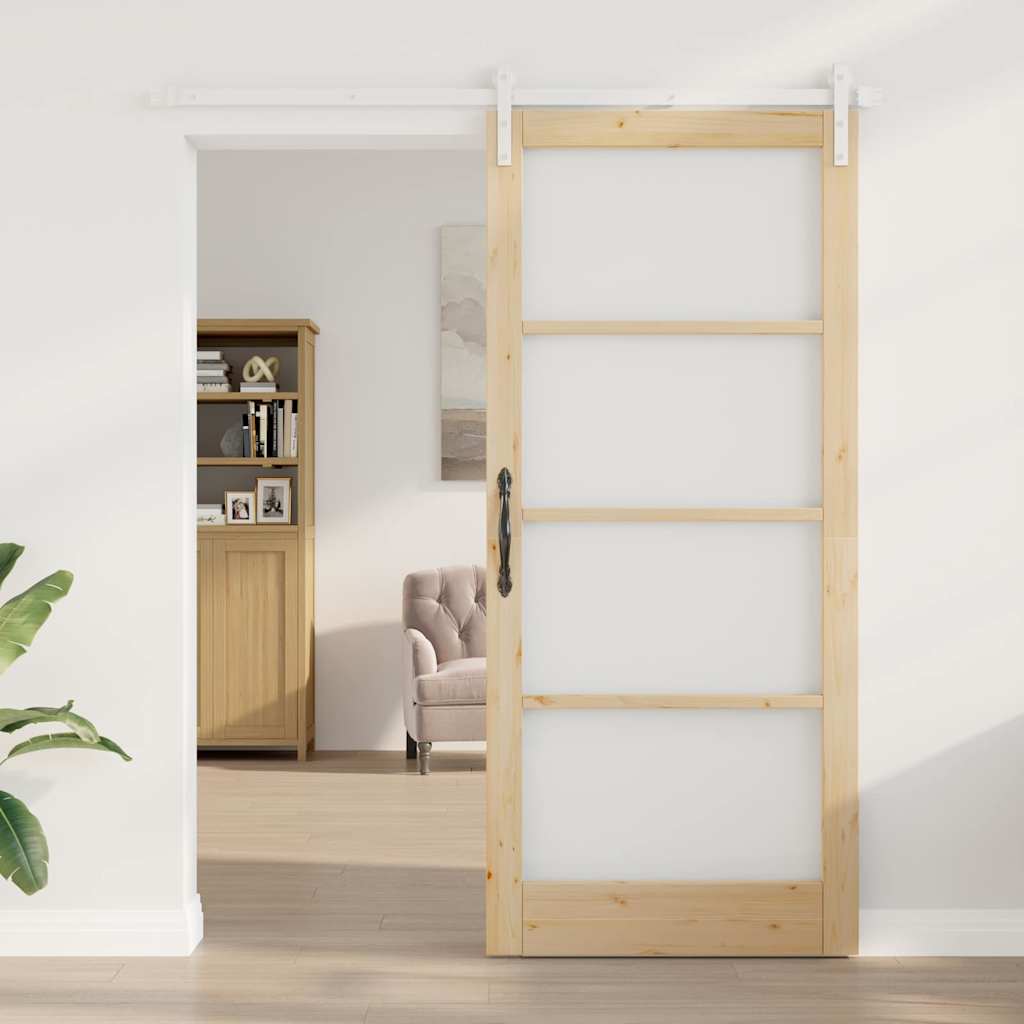 vidaXL Schuifdeur met beslag ORKDAL massief hout en glas