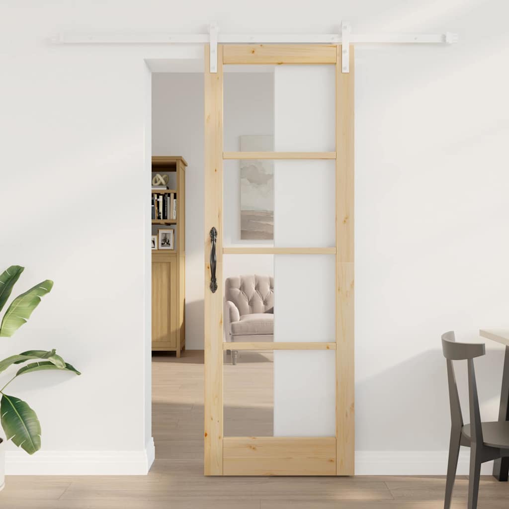 Skydedør med Hardware Sæt "ORKDAL" Solid Træ & Glas