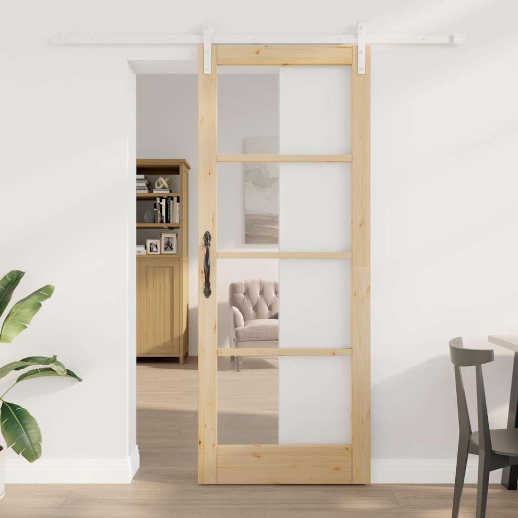 Skydedør med Hardware Sæt "ORKDAL" Massivt Træ & Glas