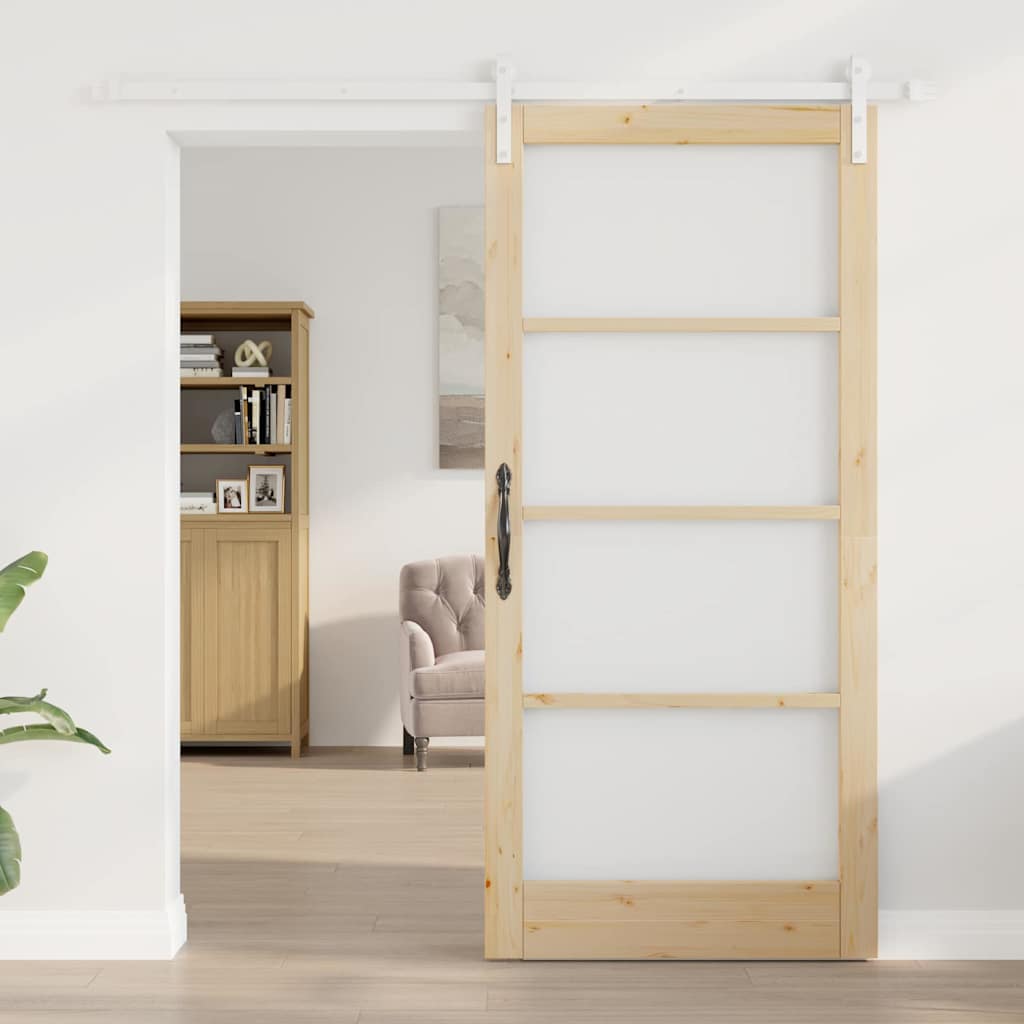 vidaXL Schuifdeur met beslag ORKDAL massief hout en glas