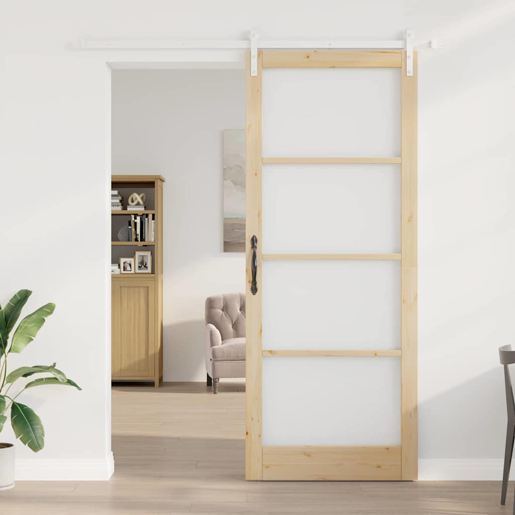 vidaXL Schuifdeur met beslag ORKDAL massief hout en glas