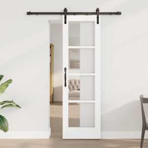 Drsna vrata ORKDAL Bela 61 x 198,5 cm Trden borov les in steklo