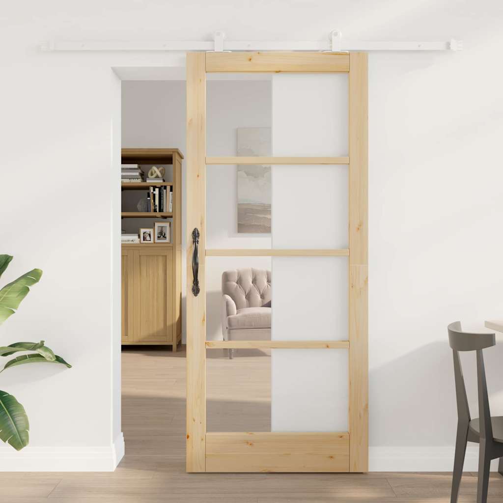 Skydedør med hardware sæt 'ORKDAL'Massivt træ & Glas&&vidaXL Indvendig dør med glas 'ORKDAL'86x198.5x4 cm Massivt træ fyrretræ