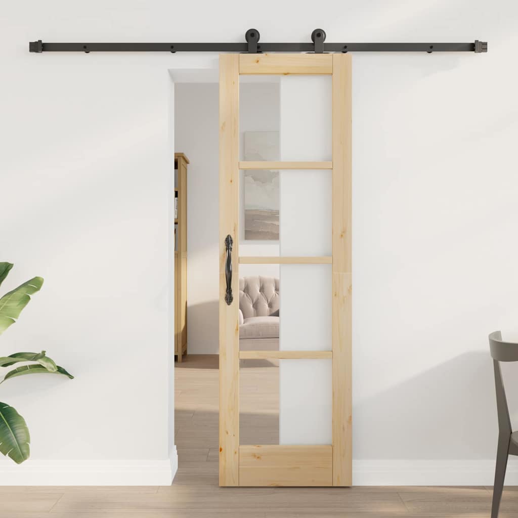 Skydedør med Hardware Sæt 'ORKDAL'61x198,5 cm&&vidaXL Indvendig dør med Glas 'ORKDAL'61x198,5x4 cm Solidt Træ Fyr