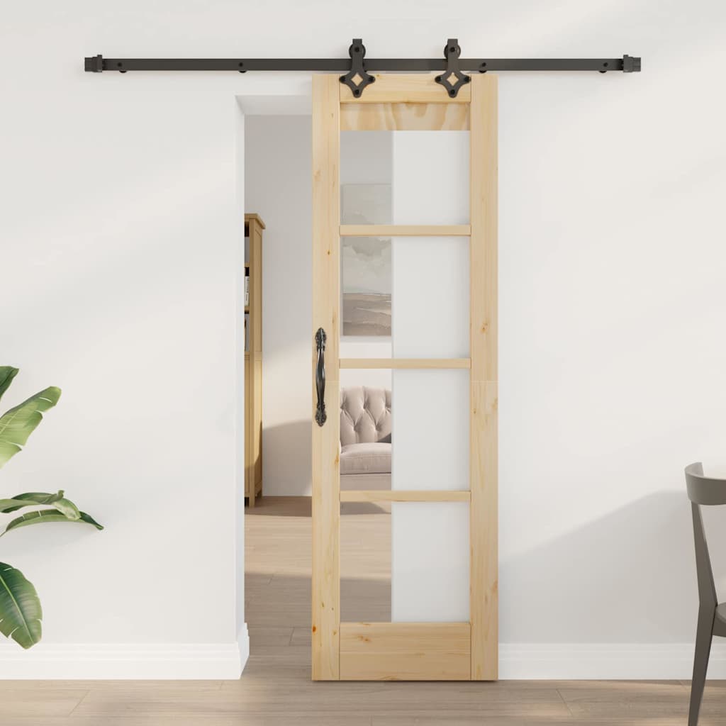 Skydedør med hardware sæt 'ORKDAL'Massivt træ & glas&&vidaXL Indvendig dør med glas 'ORKDAL'61x198,5x4 cm Massiv fyr