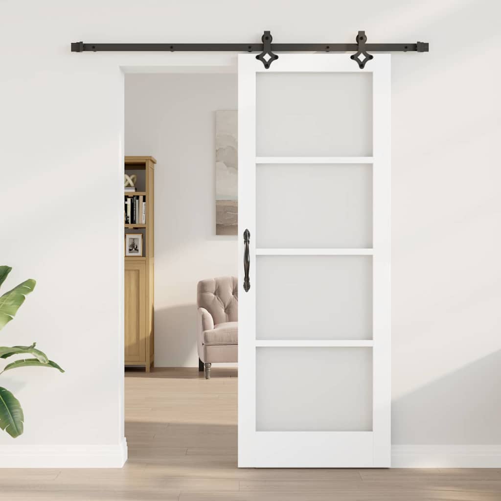 vidaXL Schuifdeur met Bevestigingsset 'ORKDAL'Wit Massief Hout & Glas