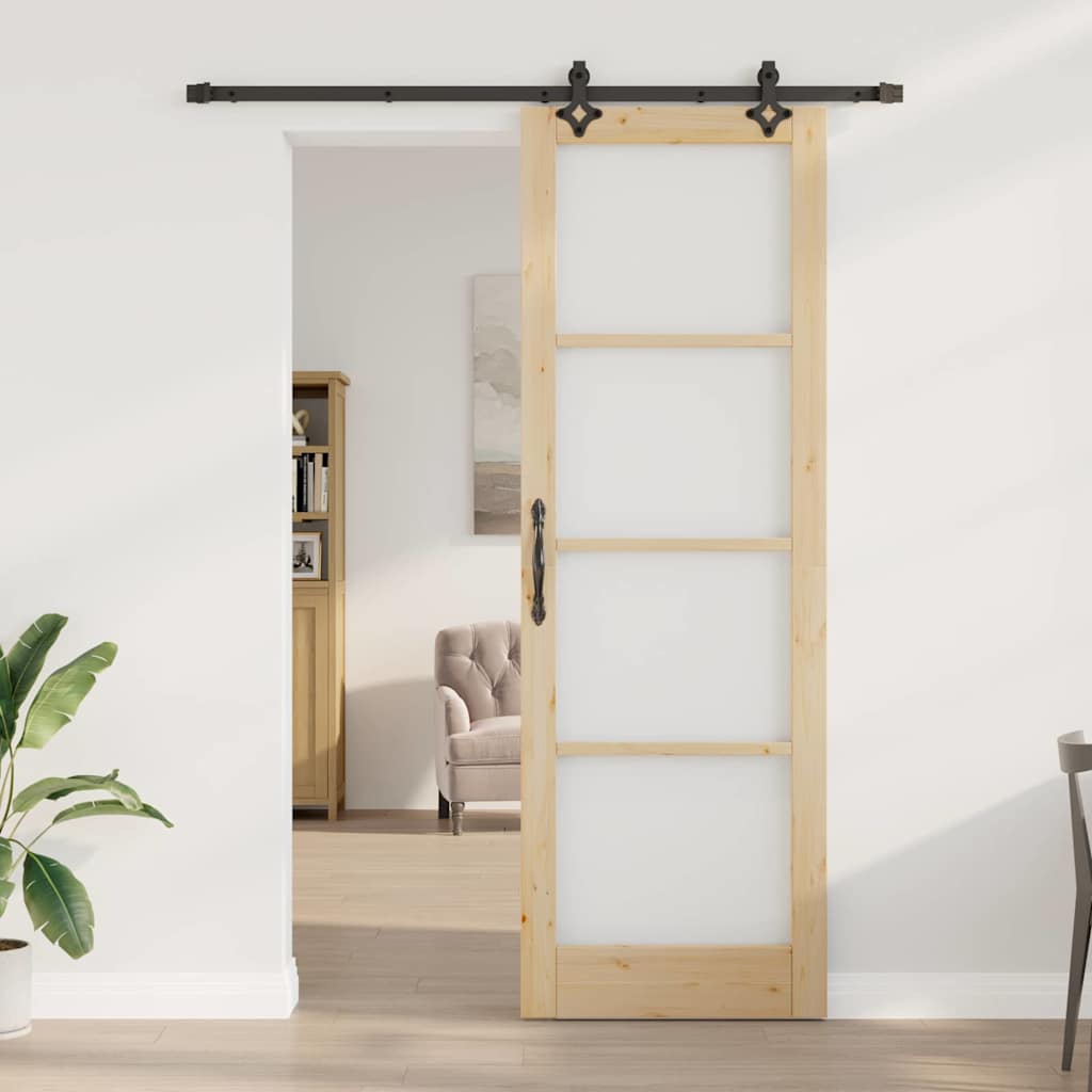 vidaXL Schuifdeur met Hardwareset “ORKDAL” van Massief Hout & Glas