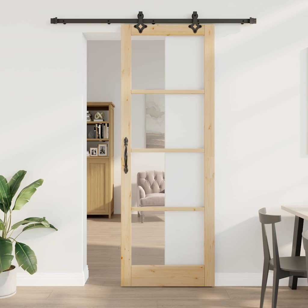 Skydedør med Hårdvaresæt 'ORKDAL'Massiv Træ & Glas, vidaXL Indendørs dør med Glas 'ORKDAL'83x232x4 cm Massiv Fyrretræ