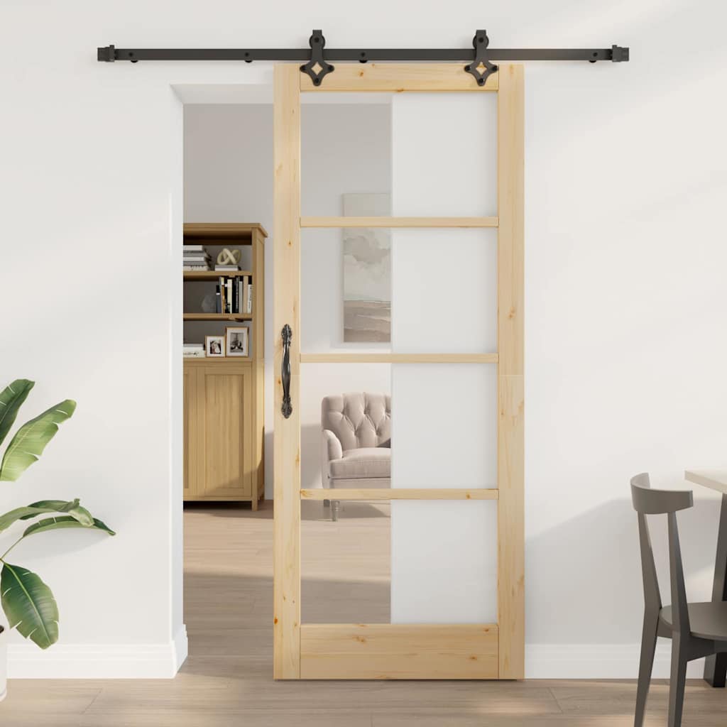 Skydedør med hardware sæt 'ORKDAL'Massiv træ & Glas, vidaXL Indvendig dør med glas 'ORKDAL'86x211x4 cm Massiv fyr