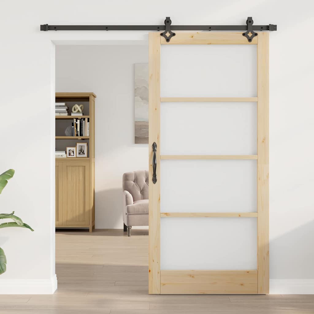 vidaXL Schuifdeur met Hardware Set 'ORKDAL'van Massief Hout & Glas