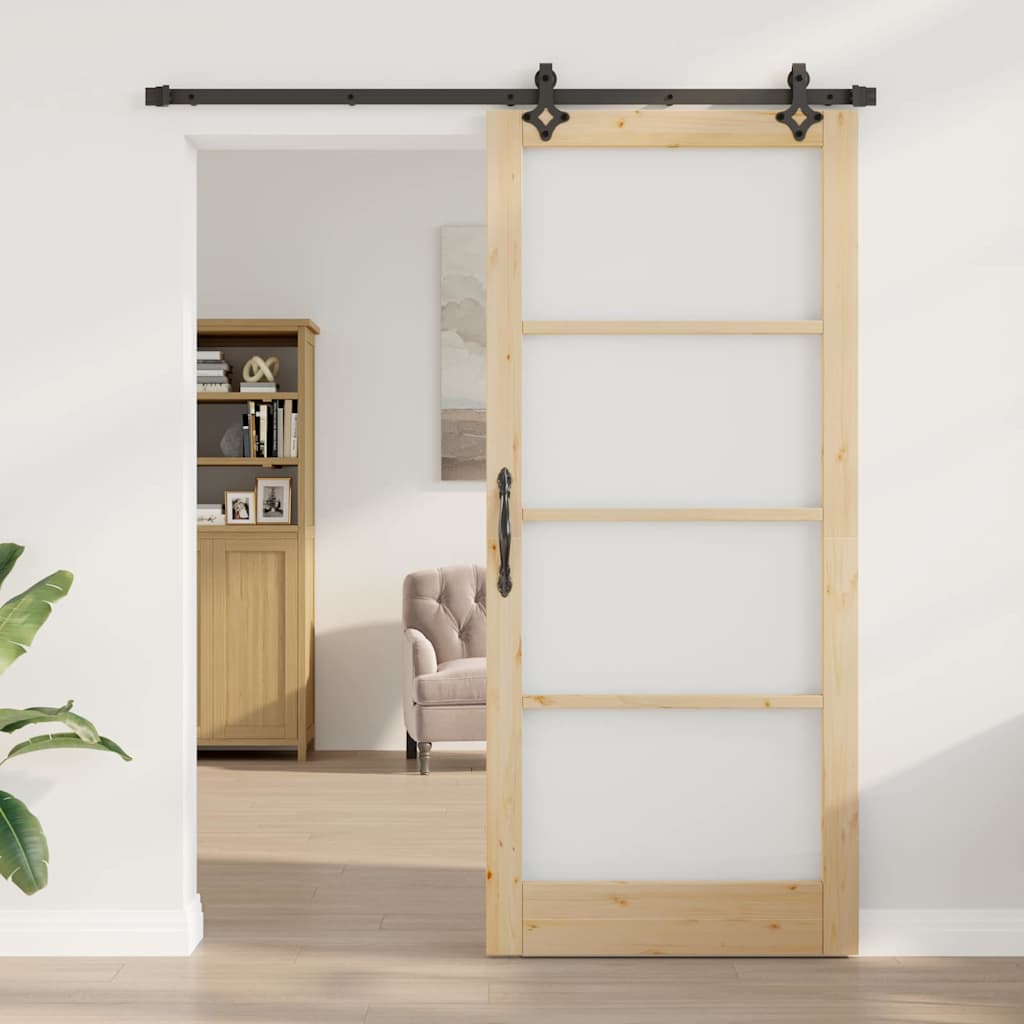 vidaXL Schuifdeur met hardware set 'ORKDAL'van massief hout en glas