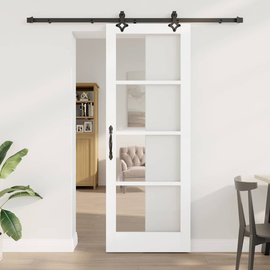 skydør med hardware sæt 'ORKDAL'Hvid massivt træ & glas, vidaXL indvendig dør med glas 'ORKDAL'Hvid 78x211x4 cm