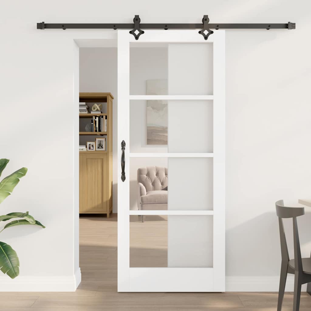 skyddør med hardware sæt 'ORKDAL'Hvid solidt træ & glas, vidaXL indendørs dør med glas 'ORKDAL'Hvid 83x202x4 cm