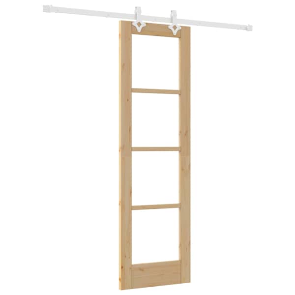 vidaXL Libisev uks 61 x 198,5 cm Soe m&auml;nnipuit ja klaas Naturaalne