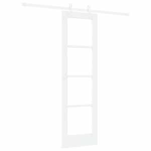 vidaXL Libisev uks 61 x 198,5 cm Soe m&auml;nnipuit ja klaas Valge