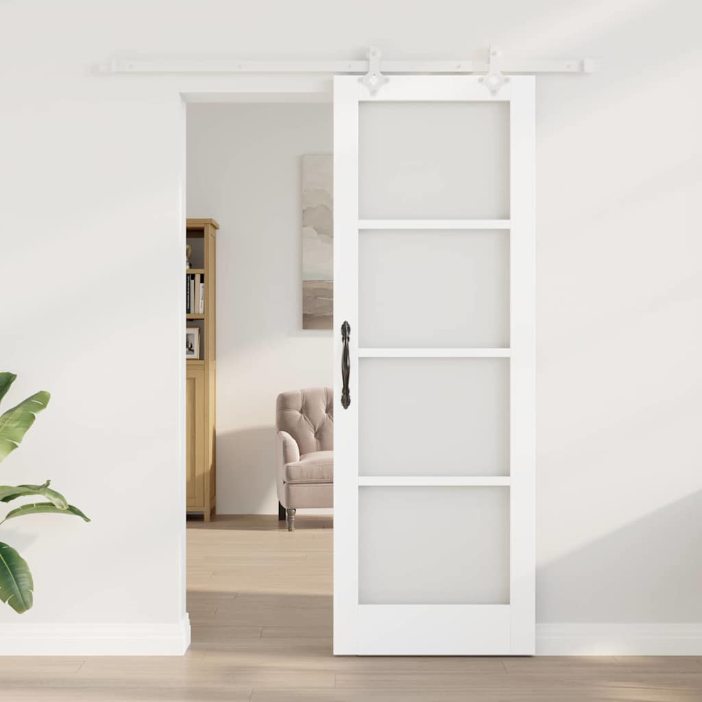vidaXL Schuifdeur met Hardware Set Wit 73.5x211 cm Massief Grenenhout