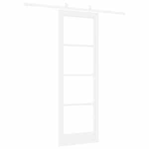 Posuvné dveře Bílá 73,5 x 211 cm Masivní borové dřevo a sklo - obrázek 6
